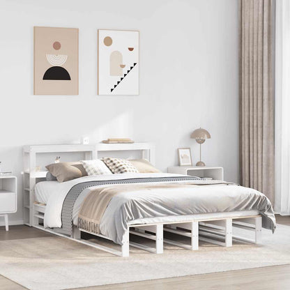 Bed Frame without Mattress Solid Wood Pine Length 200 cm White 150 cm