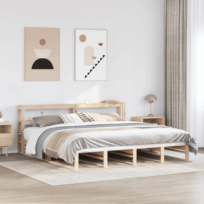 Bed Frame without Mattress Solid Wood Pine Length 200 cm Natural 200 cm