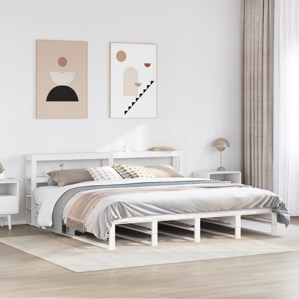 Bed Frame without Mattress Solid Wood Pine Length 200 cm White 200 cm