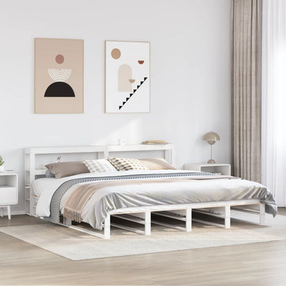 Bed Frame without Mattress Solid Wood Pine Length 200 cm White 200 cm