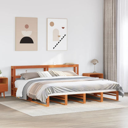Bed Frame without Mattress Solid Wood Pine Length 200 cm Wax brown 200 cm