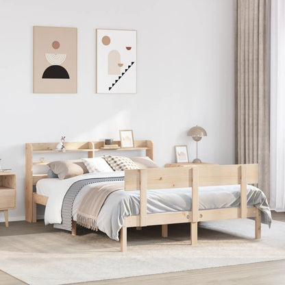 Bed Frame without Mattress Solid Wood Pine Natural 150 cm 200 cm