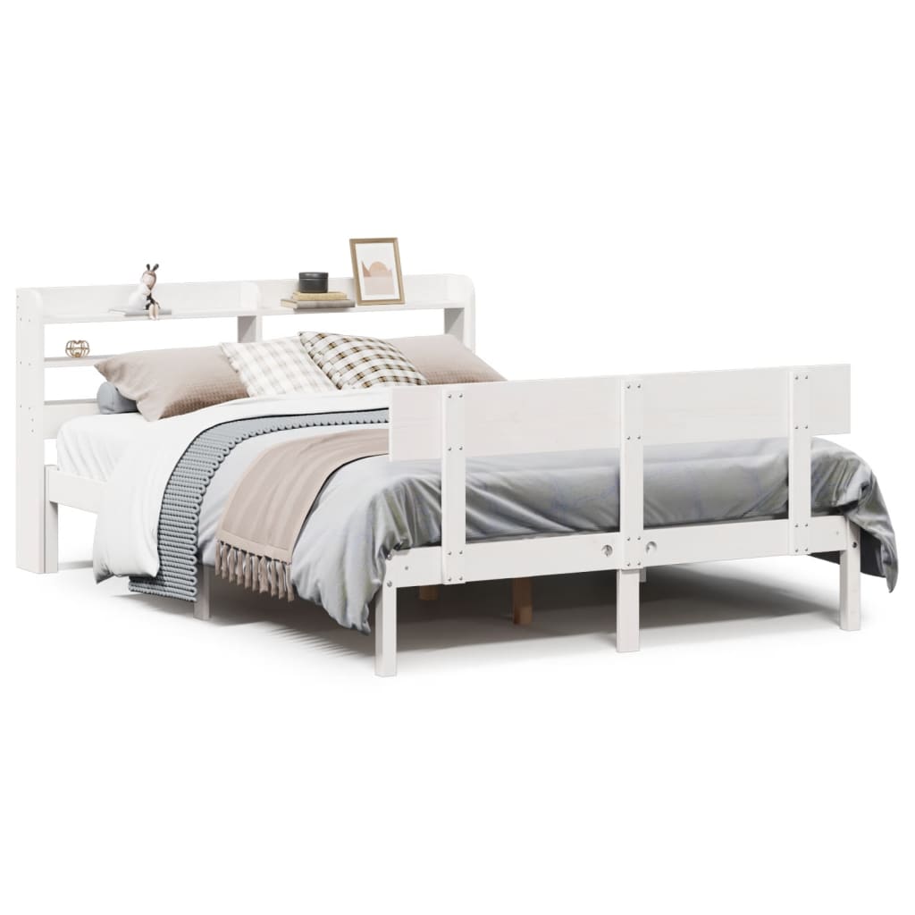 Bed Frame without Mattress Solid Wood Pine White 160 cm 200 cm