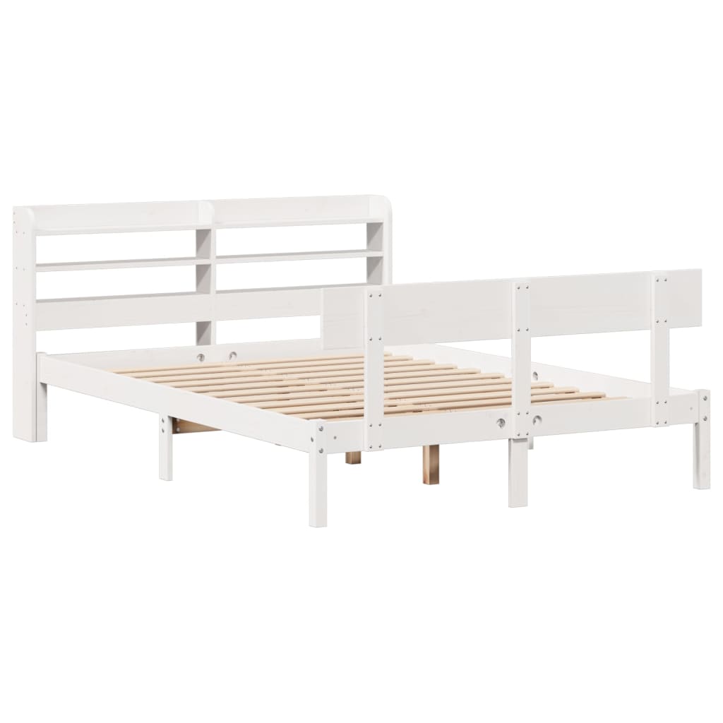 Bed Frame without Mattress Solid Wood Pine White 160 cm 200 cm