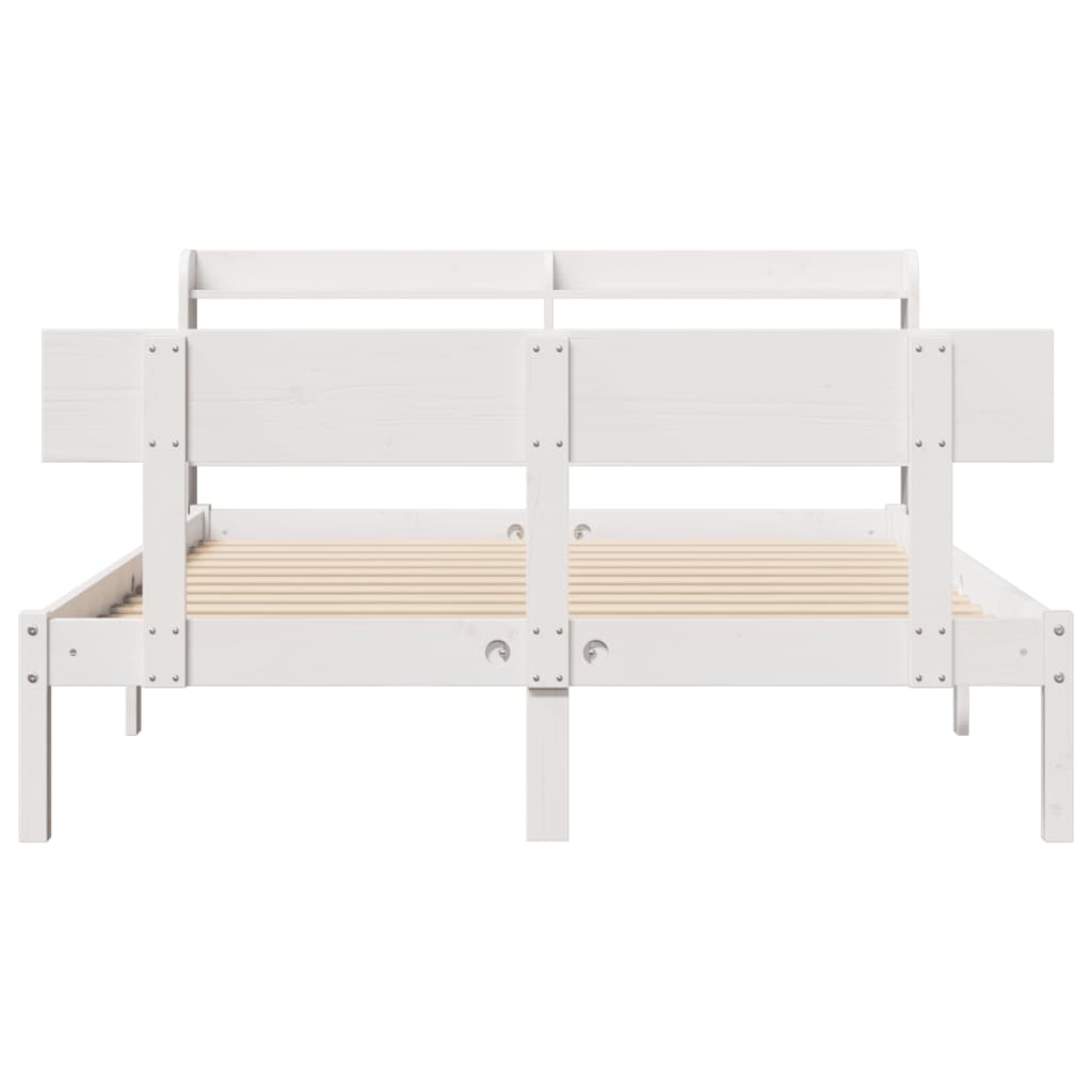 Bed Frame without Mattress Solid Wood Pine White 160 cm 200 cm
