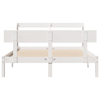 Bed Frame without Mattress Solid Wood Pine White 160 cm 200 cm