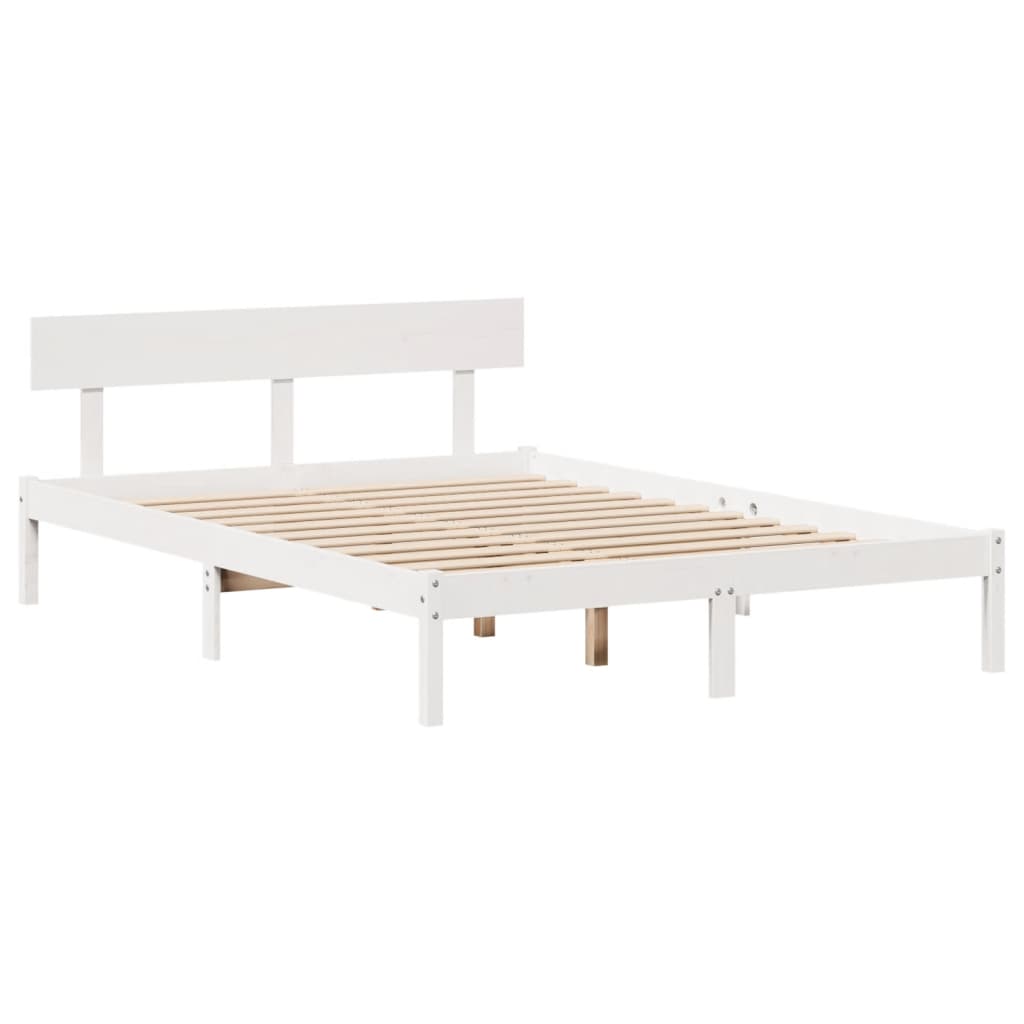 Bed Frame without Mattress Solid Wood Pine White 160 cm 200 cm