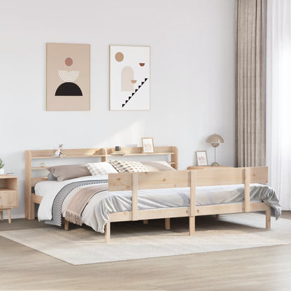Bed Frame without Mattress Solid Wood Pine Natural 180 cm 200 cm