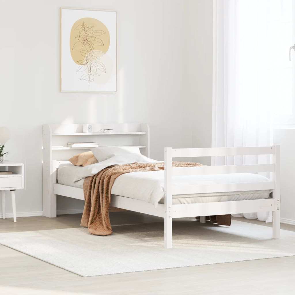 Bed Frame with Headboard without Mattress White 100 cm 200 cm