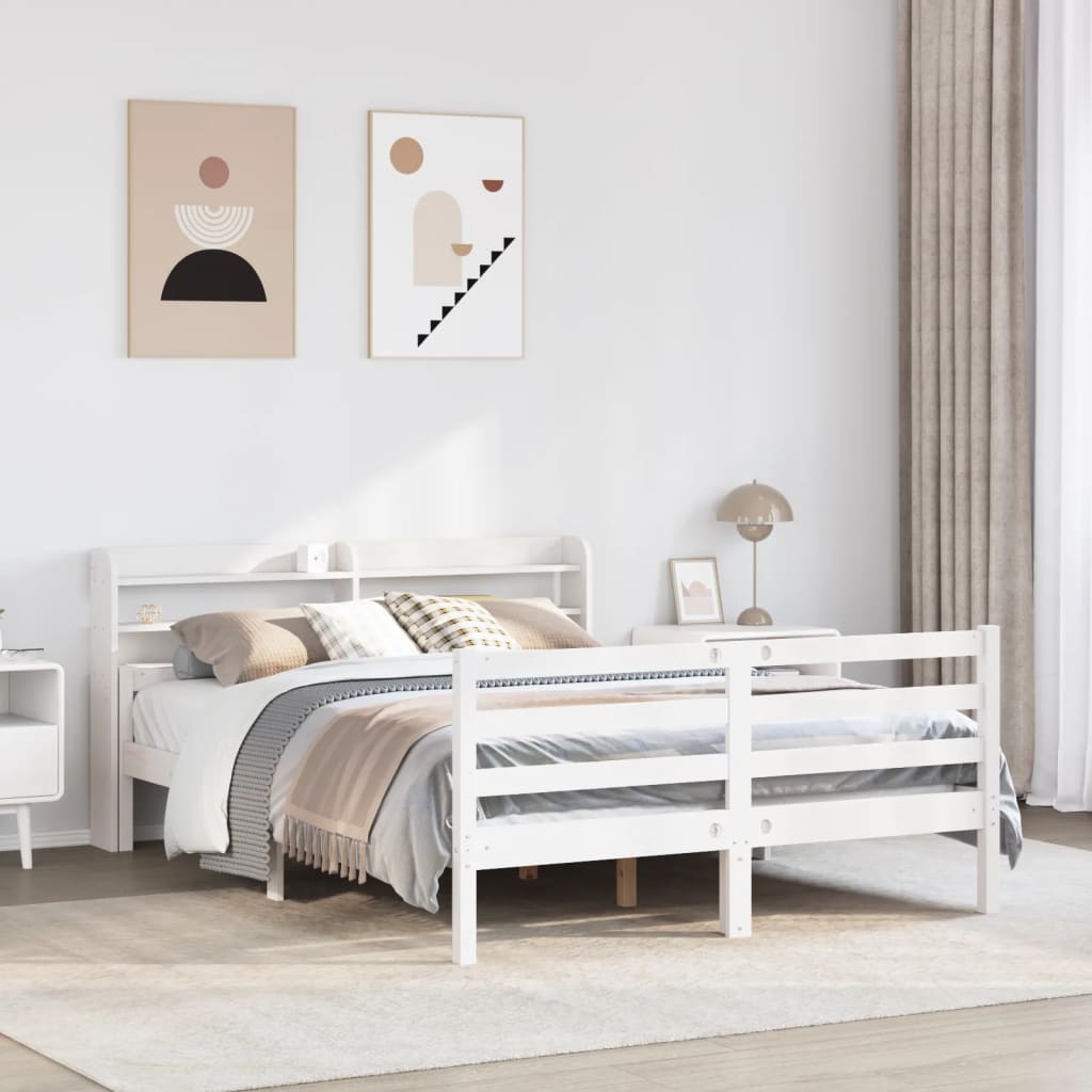Bed Frame with Headboard without Mattress White 140 cm 200 cm