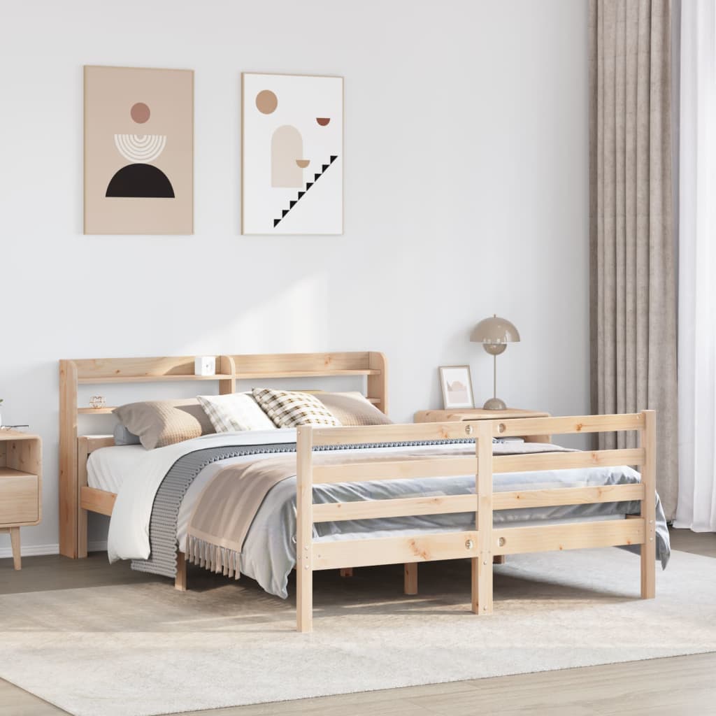 Bed Frame with Headboard without Mattress Brown 150 cm 200 cm