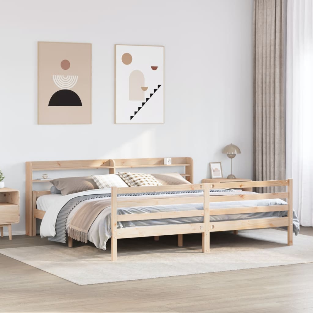 Bed Frame with Headboard without Mattress Brown 200 cm 200 cm