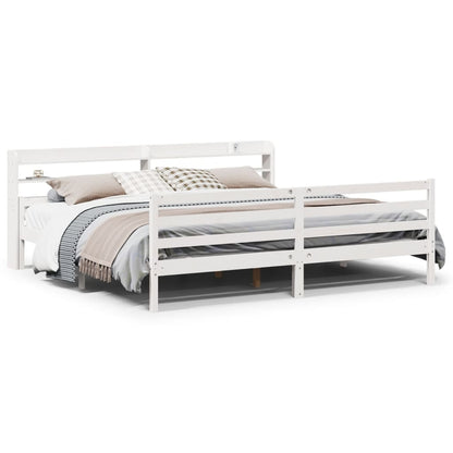 Bed Frame with Headboard without Mattress White 200 cm 200 cm