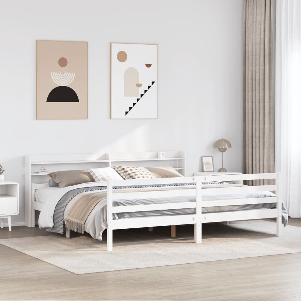 Bed Frame with Headboard without Mattress White 200 cm 200 cm