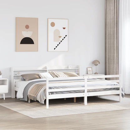 Bed Frame with Headboard without Mattress White 200 cm 200 cm