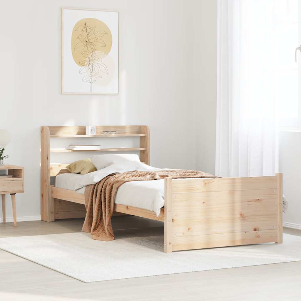 Bed Frame with Headboard without Mattress Brown 75 cm 190 cm