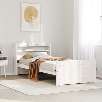 Bed Frame with Headboard without Mattress White 90 cm 190 cm