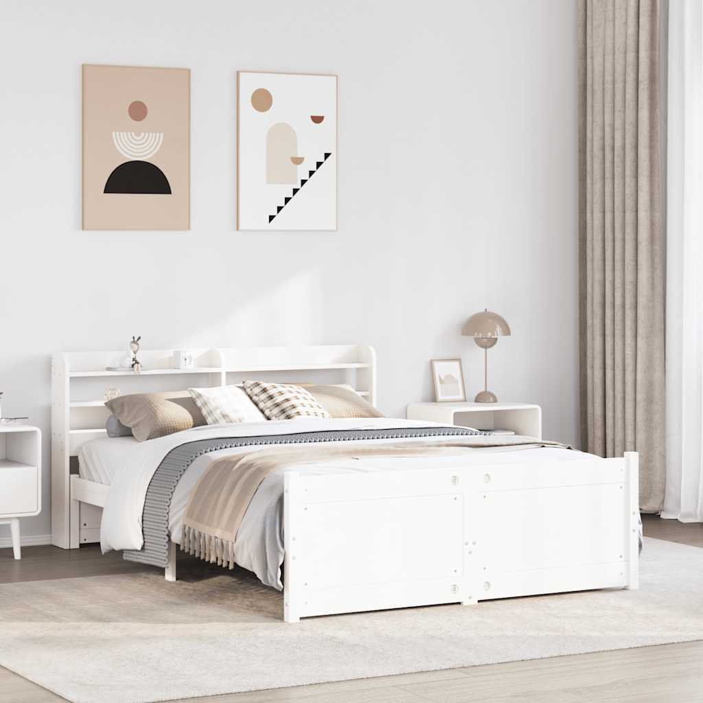 Bed Frame with Headboard without Mattress White 140 cm 190 cm