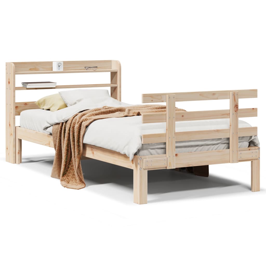 Bed Frame with Headboard without Mattress Brown 75 cm 190 cm