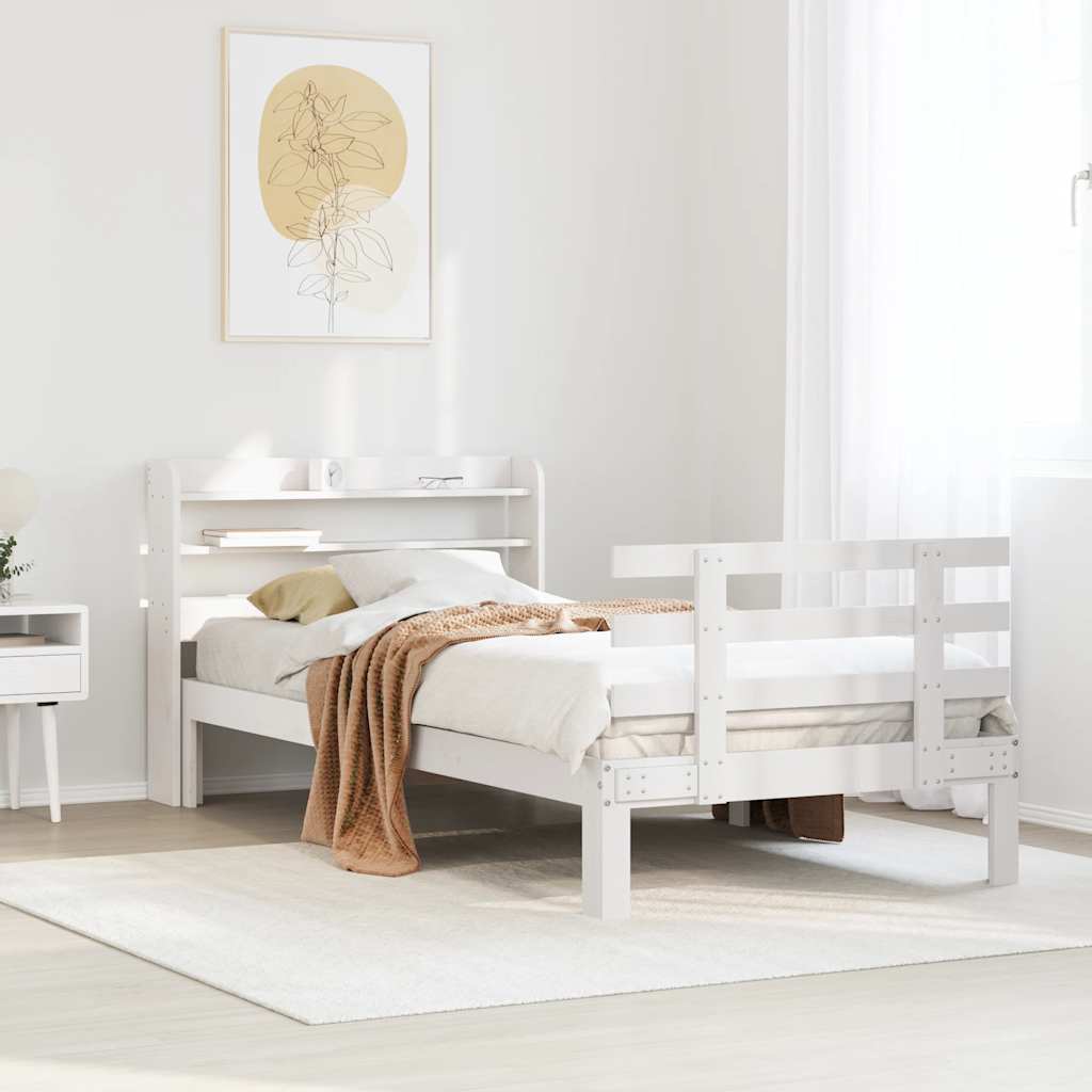 Bed Frame with Headboard without Mattress White 75 cm 190 cm