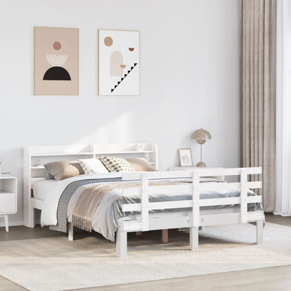 Bed Frame with Headboard without Mattress White 135 cm 190 cm