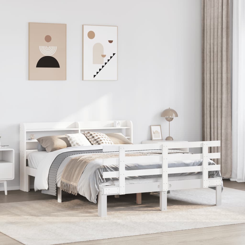 Bed Frame with Headboard without Mattress White 140 cm 190 cm