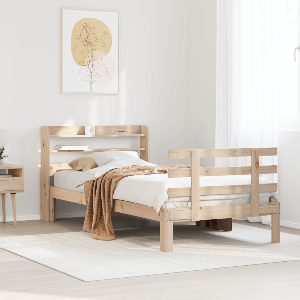 Bed Frame with Headboard without Mattress Brown 100 cm 200 cm
