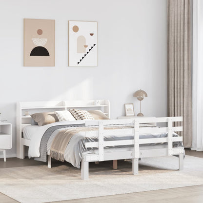 Bed Frame with Headboard without Mattress White 150 cm 200 cm