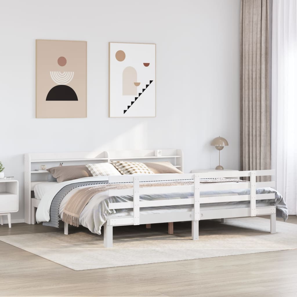 Bed Frame with Headboard without Mattress White 180 cm 200 cm