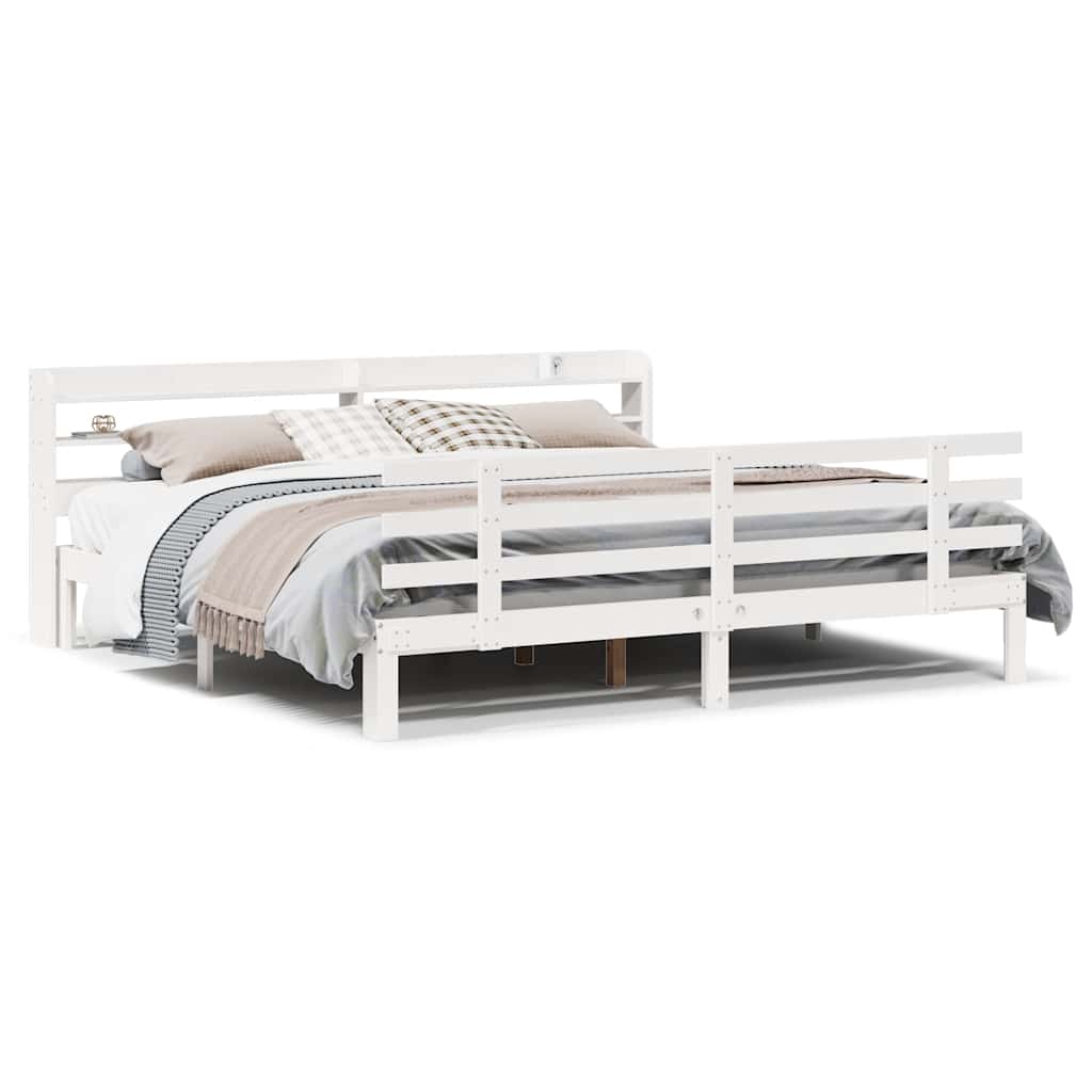 Bed Frame with Headboard without Mattress White 200 cm 200 cm