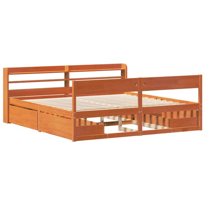 vidaXL Bed Frame without Mattress Wax Brown 200x200 cm Solid Wood Pine 3