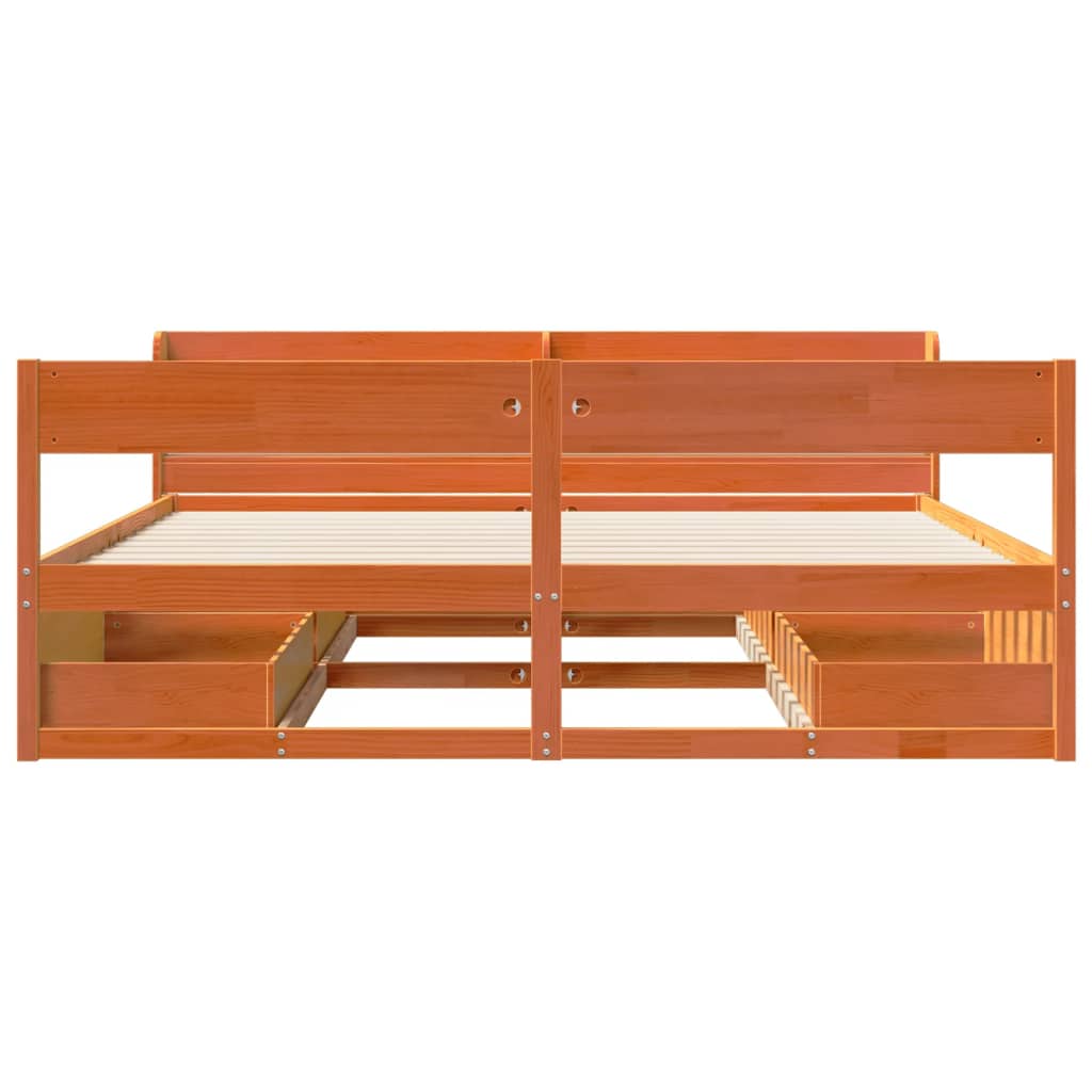 vidaXL Bed Frame without Mattress Wax Brown 200x200 cm Solid Wood Pine 4