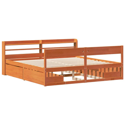 vidaXL Bed Frame without Mattress Wax Brown 180x200 cm Super King Solid Wood Pine 3