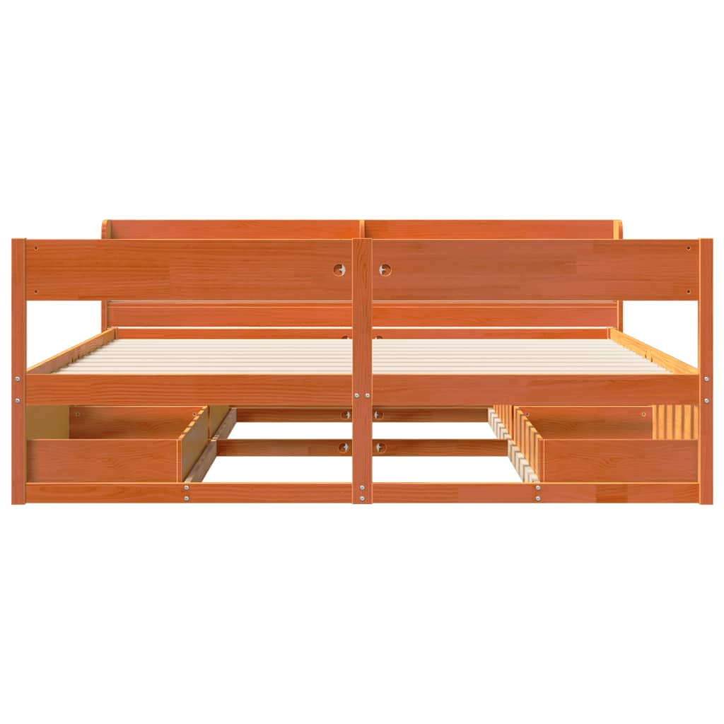 vidaXL Bed Frame without Mattress Wax Brown 180x200 cm Super King Solid Wood Pine 4