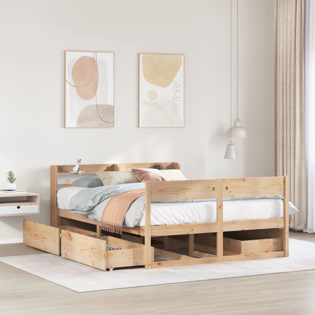 vidaXL Bed Frame without Mattress Solid Wood Pine Length 200 cm