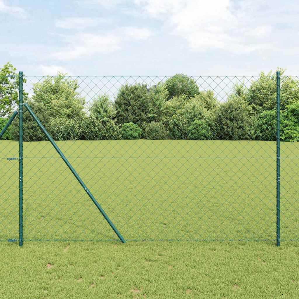 Chainlink Fence 25 x 0.4 m PVC-Coated Steel mesh Size 60 x 60 mm mesh Ground Fix Green 1.6 m