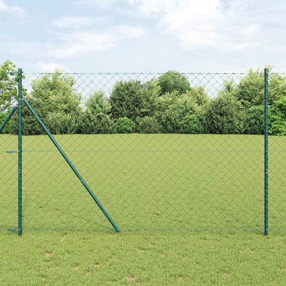 Chainlink Fence 25 x 0.4 m PVC-Coated Steel mesh Size 60 x 60 mm mesh Ground Fix Green 1.6 m