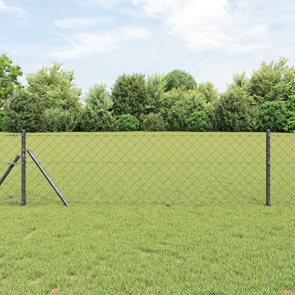 Chainlink Fence 25 x 0.4 m PVC-Coated Steel mesh Size 60 x 60 mm mesh Ground Fix Grey 0.4 m