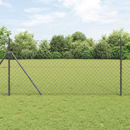 Chainlink Fence 25 x 0.4 m PVC-Coated Steel mesh Size 60 x 60 mm mesh Ground Fix Grey 1.2 m