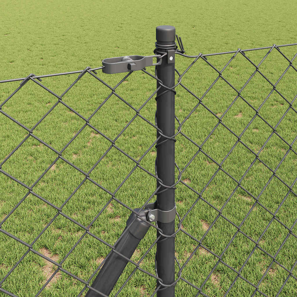 Chainlink Fence 25 x 0.4 m PVC-Coated Steel mesh Size 60 x 60 mm mesh Ground Fix Grey 1.4 m