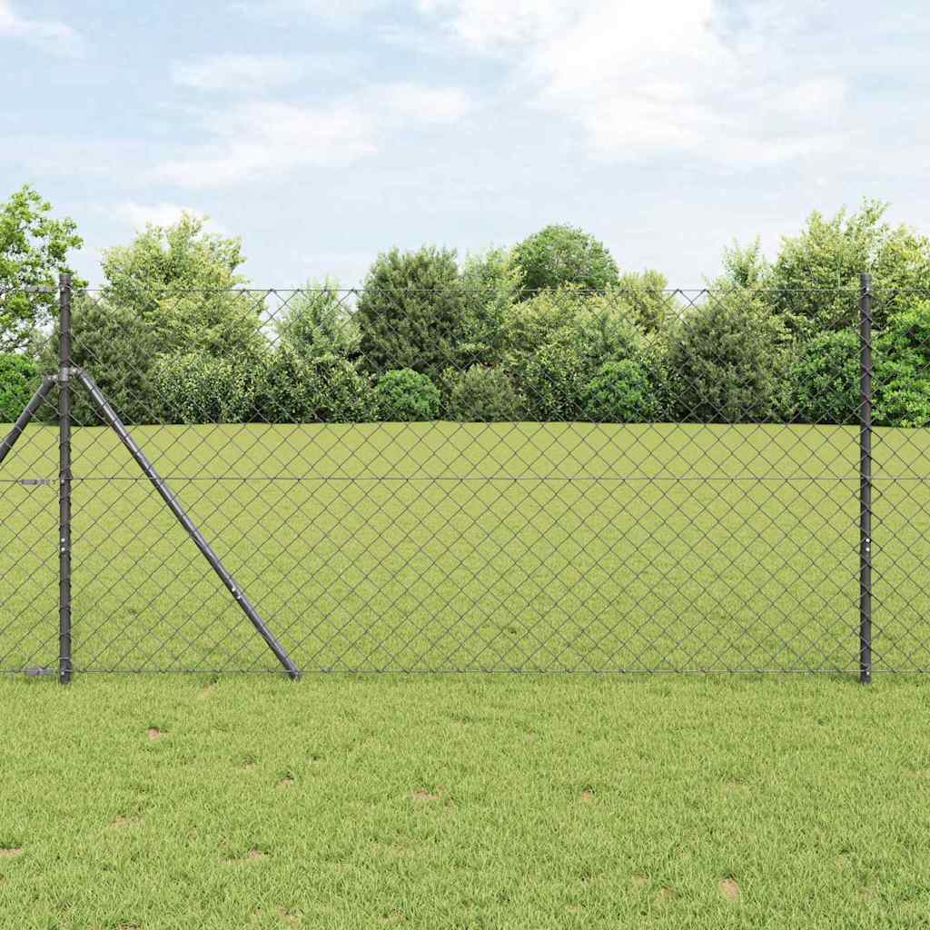 Chainlink Fence 25 x 0.4 m PVC-Coated Steel mesh Size 60 x 60 mm mesh Ground Fix Grey 1.4 m