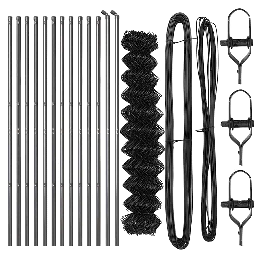 Chainlink Fence 25 x 0.4 m PVC-Coated Steel mesh Size 60 x 60 mm mesh Ground Fix Grey 1.4 m