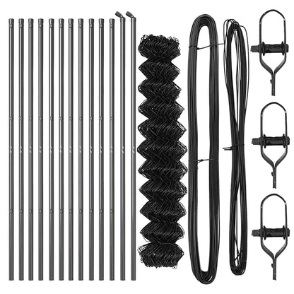 Chainlink Fence 25 x 0.4 m PVC-Coated Steel mesh Size 60 x 60 mm mesh Ground Fix Grey 1.4 m