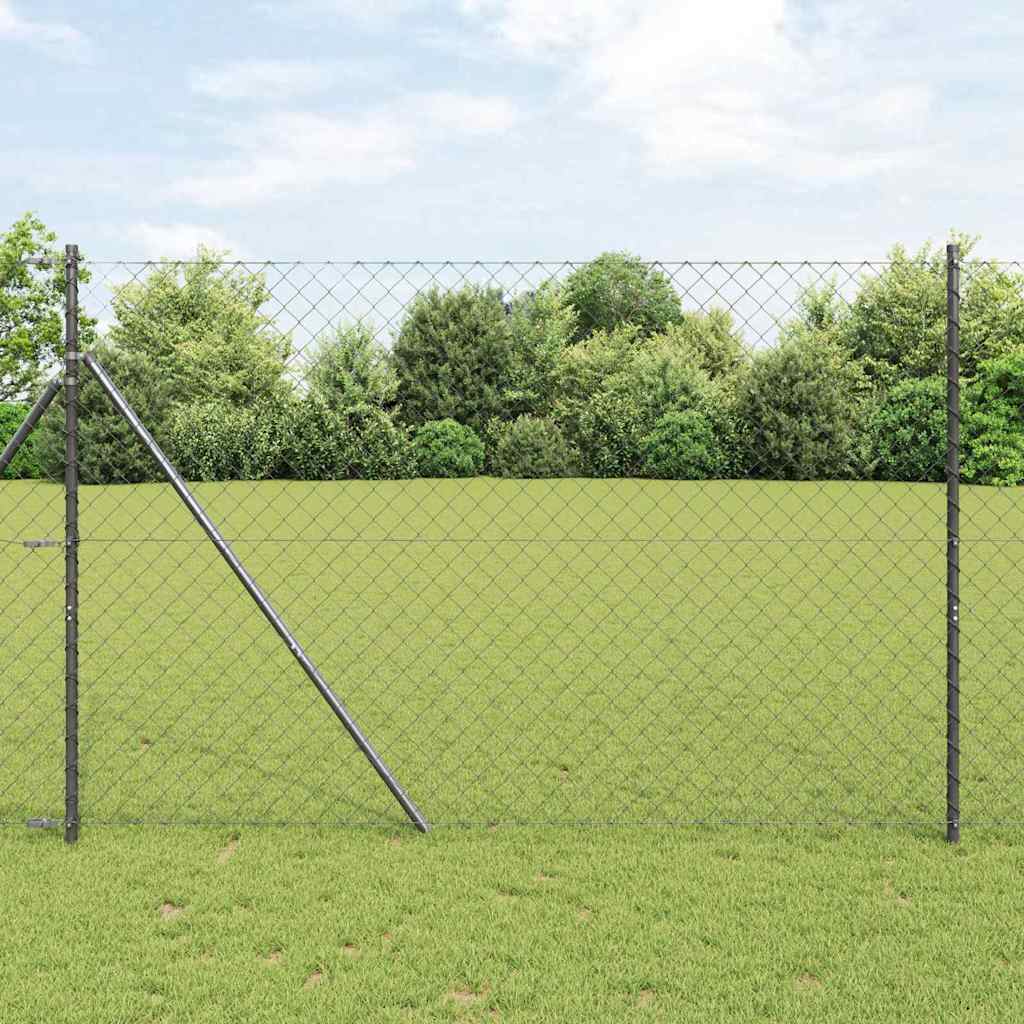 Chainlink Fence 25 x 0.4 m PVC-Coated Steel mesh Size 60 x 60 mm mesh Ground Fix Grey 1.6 m