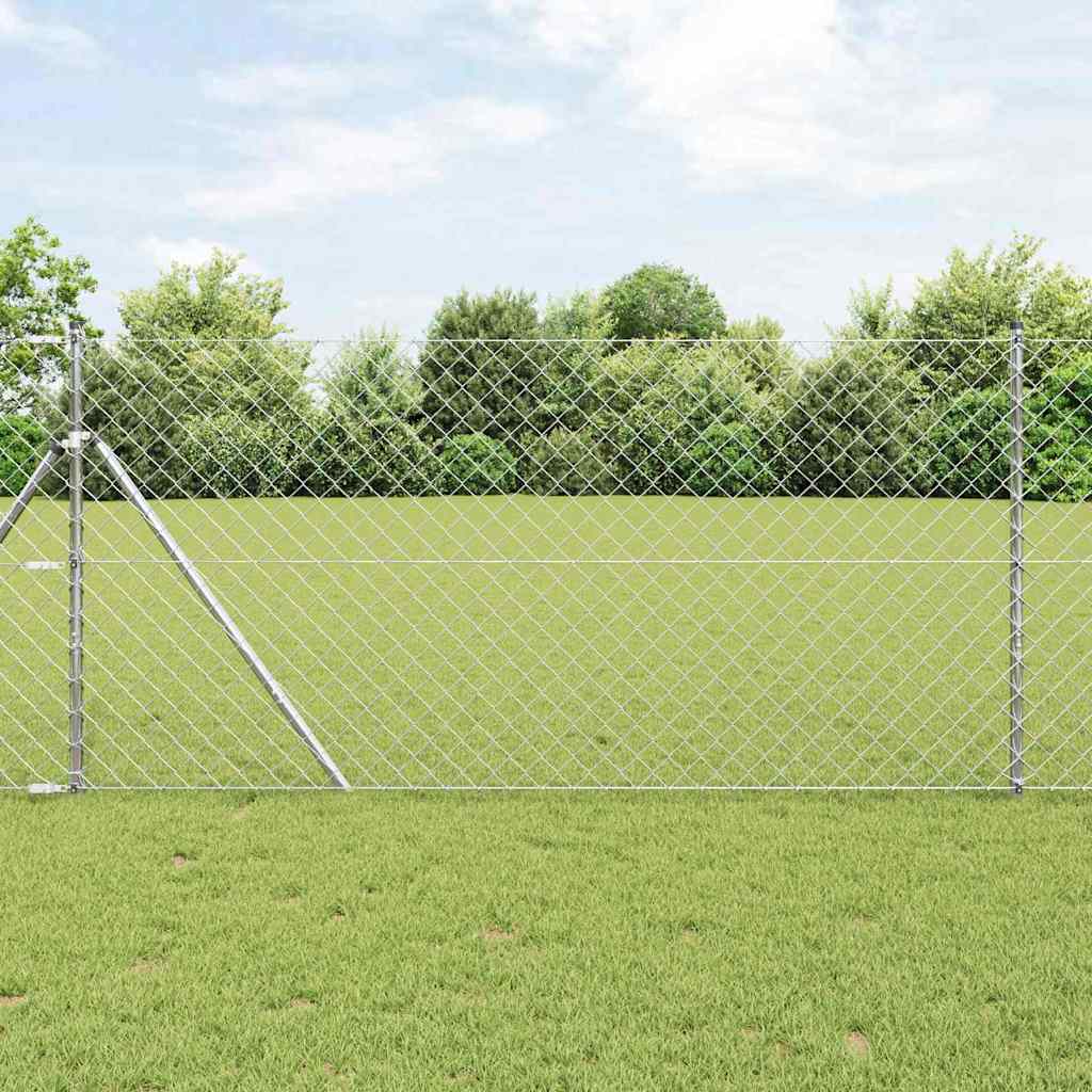 Chainlink Fence 25 x 0.4 m PVC-Coated Steel mesh Size 60 x 60 mm mesh Ground Fix Galvanised steel 1.2 m