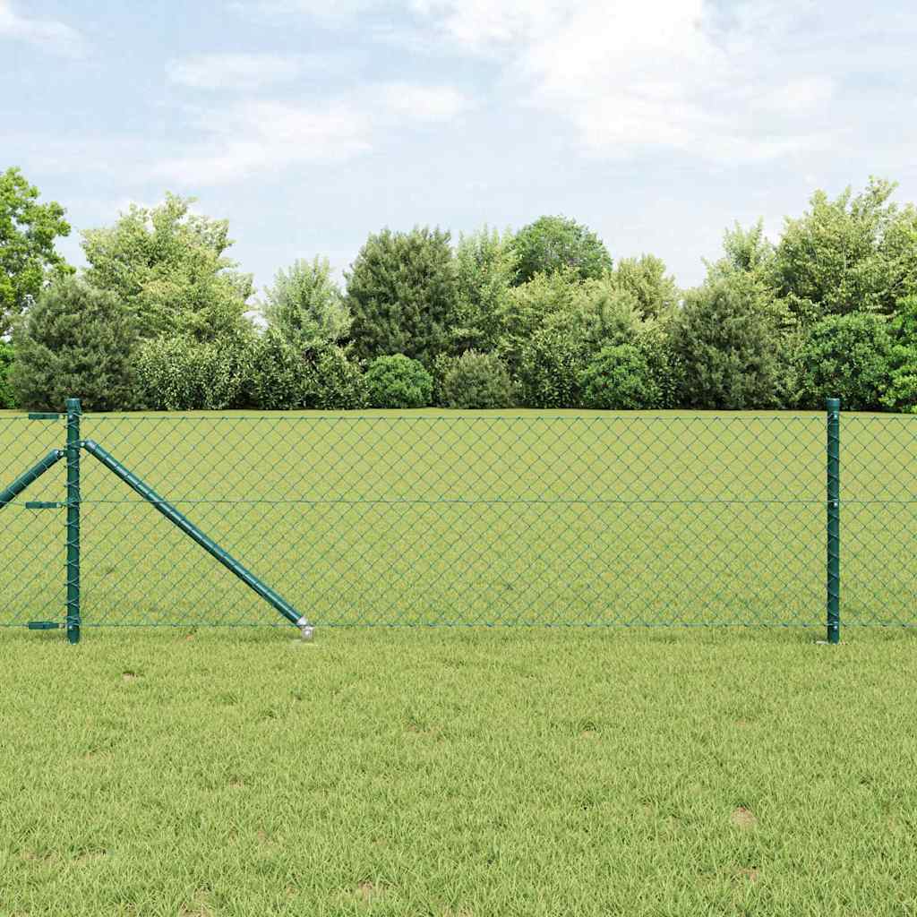 Chainlink Fence with Spikes 25 x 0.4 m PVC-Coated Steel mesh Size 60 x 60 mm mesh Spike Anchor Fix Green 0.4 m