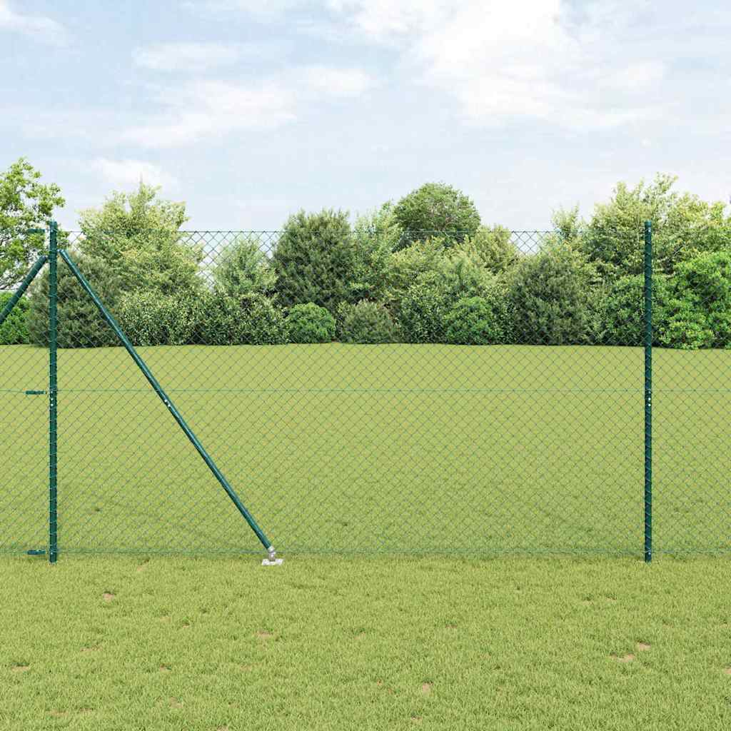 Chainlink Fence with Spikes 25 x 0.4 m PVC-Coated Steel mesh Size 60 x 60 mm mesh Spike Anchor Fix Green 1.6 m