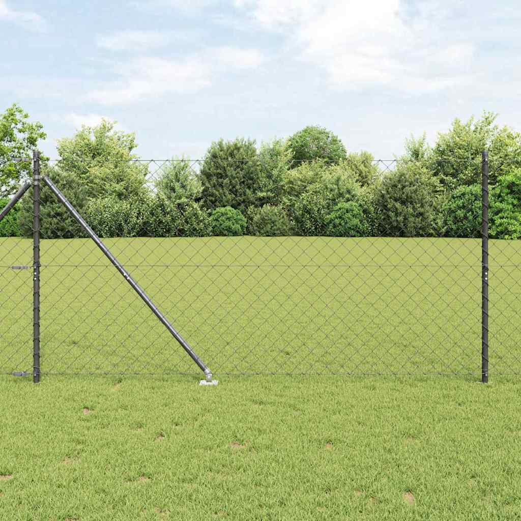 Chainlink Fence with Spikes 25 x 0.4 m PVC-Coated Steel mesh Size 60 x 60 mm mesh Spike Anchor Fix Grey 1.2 m