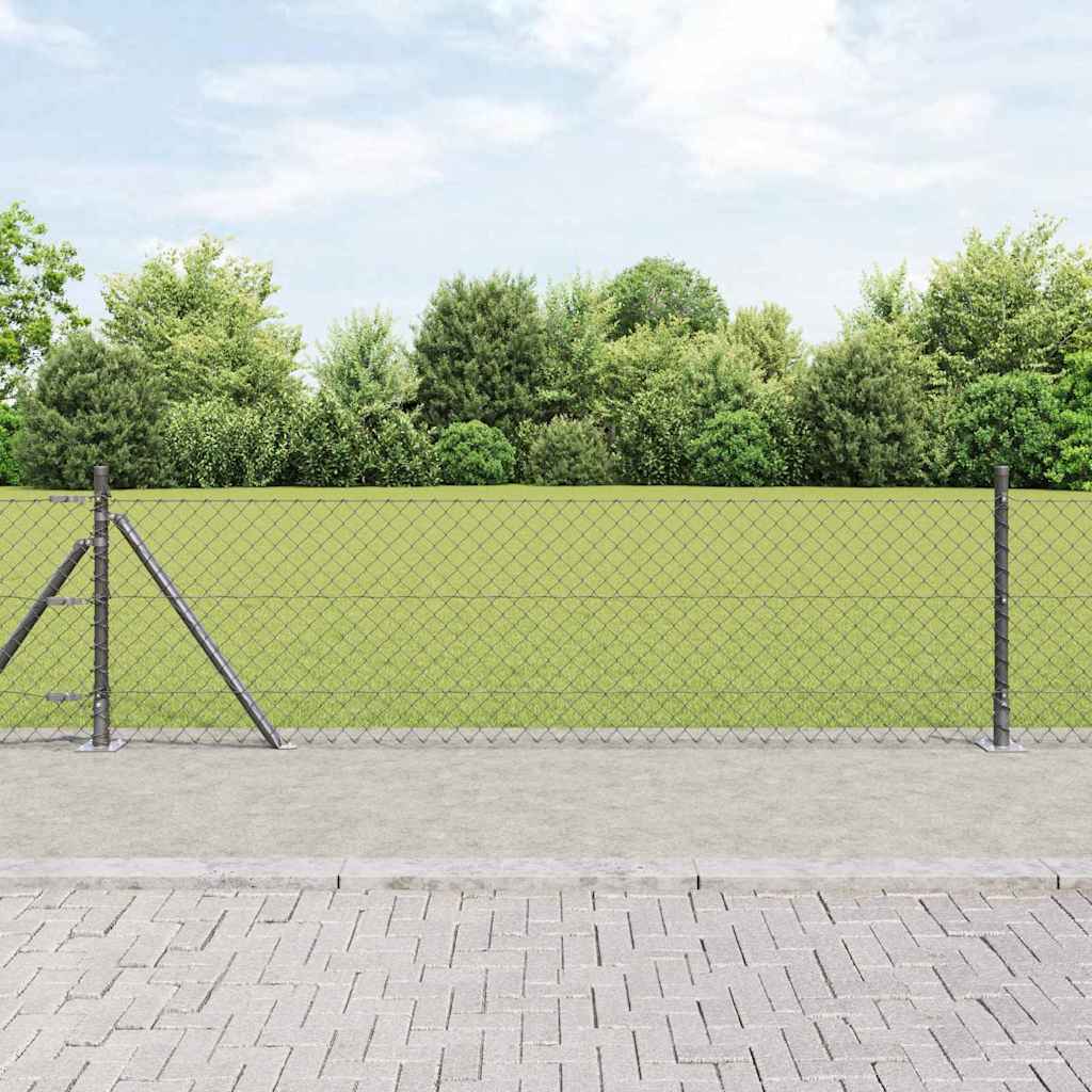 Chainlink Fence with Concrete Base 25 x 0.4 m PVC-Coated Steel mesh Size 60 x 60 mm mesh Concrete Base Fix Grey 0.4 m