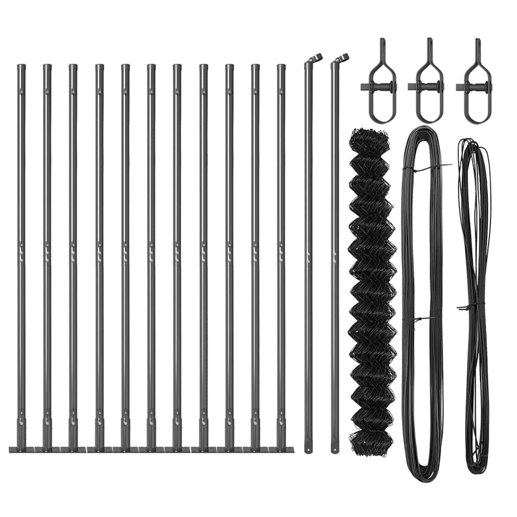 Chainlink Fence with Concrete Base 25 x 0.4 m PVC-Coated Steel mesh Size 60 x 60 mm mesh Concrete Base Fix Grey 1.4 m